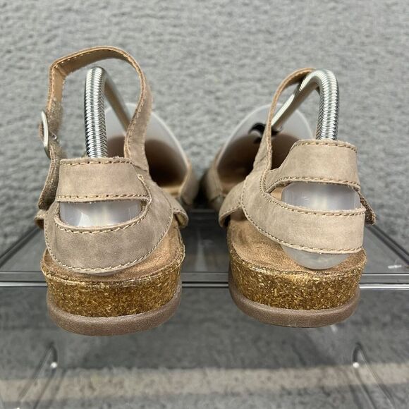 Earth Origins Shoes Palomos Peyton Cork Wedge Size 9.5M Leather Flats Taupe - Picture 7 of 10